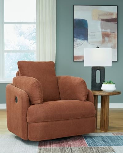 Orange Swivel Glider Rocker Recliner with 2 Bolster Pillows L649854