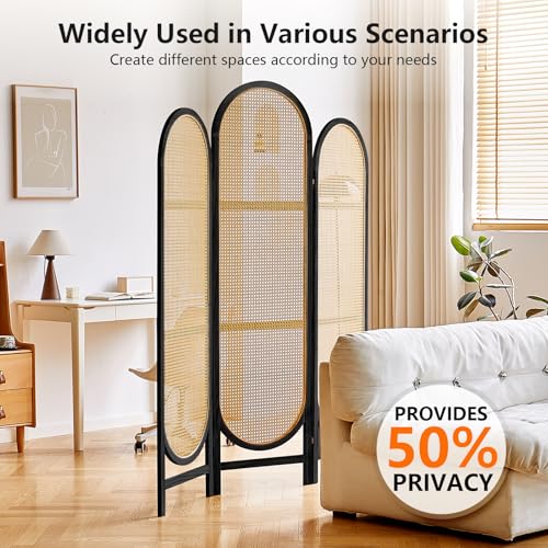 4 Panel Folding Rattan Room Divider E4159