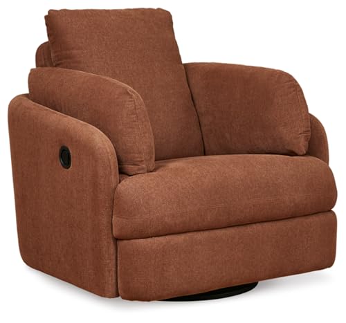 Orange Swivel Glider Rocker Recliner with 2 Bolster Pillows L649854