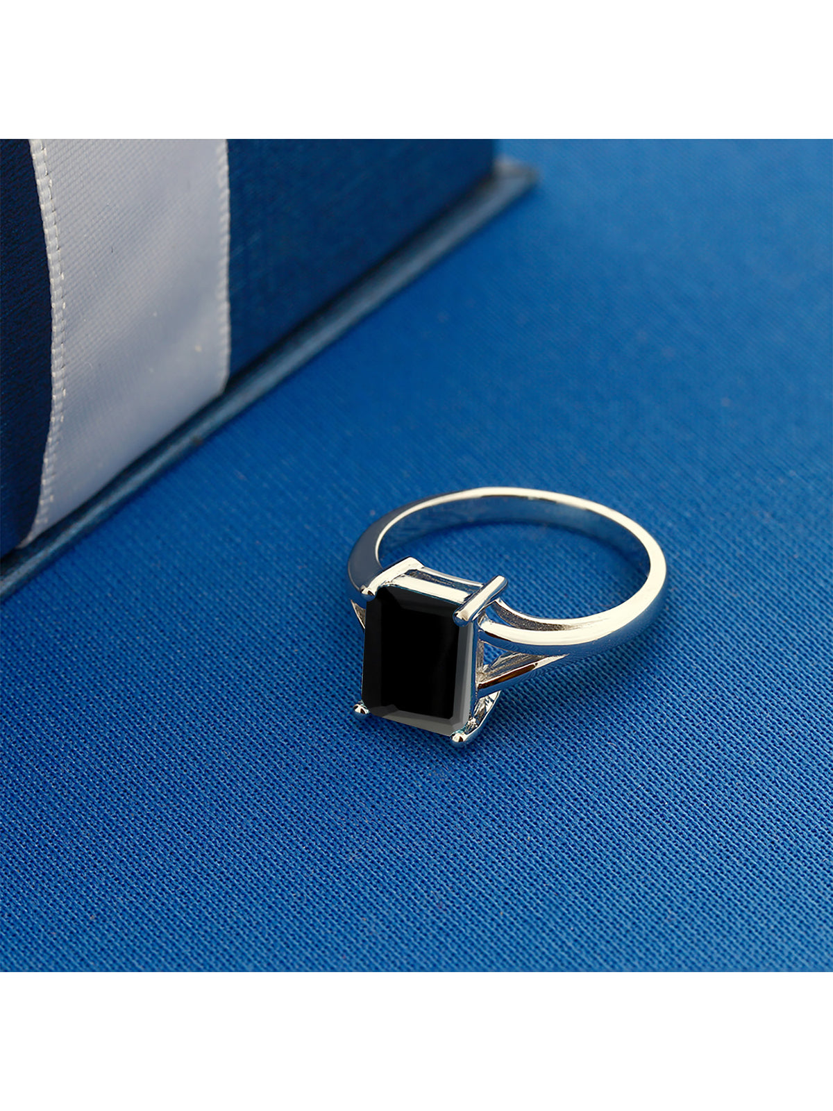 925 Sterling Silver Black Onyx Solitaire Engagement Ring C95657