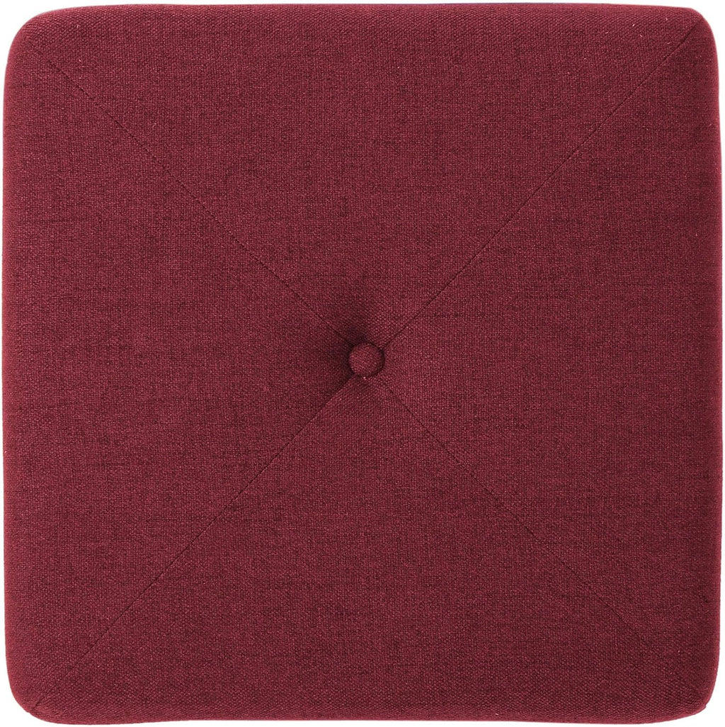 Deep Red Fabric Square Ottoman L554616