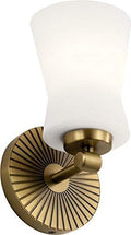 9.5 Inch 1 Light Wall Sconce with Satin Etched Cased Opal Glass in Brushed Natural Brass Q2801