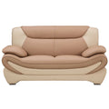Camel Tan Ivory Faux Leather Loveseat Q639587