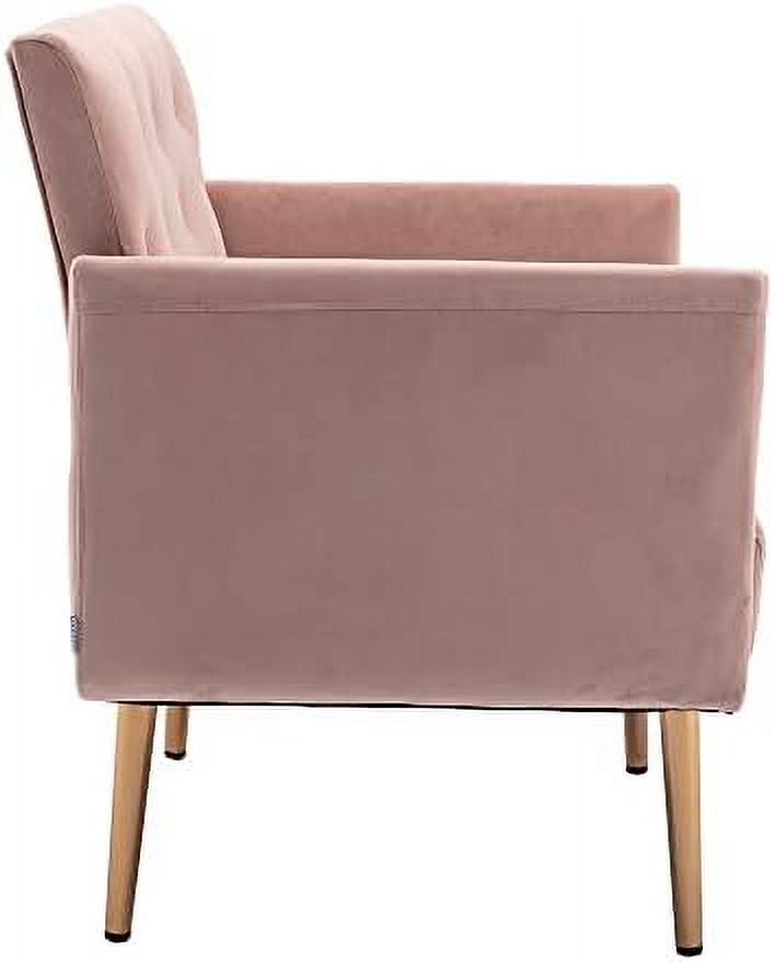 Pink Velvet Single Sofa with Rose Golden Metal Legs Y8876
