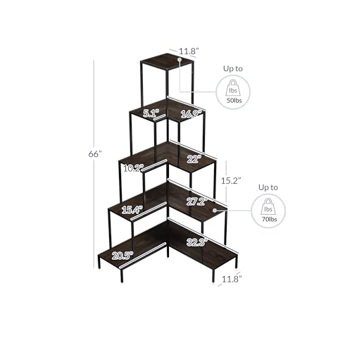 5-Tier Corner Bookshelf with RGB Light N103