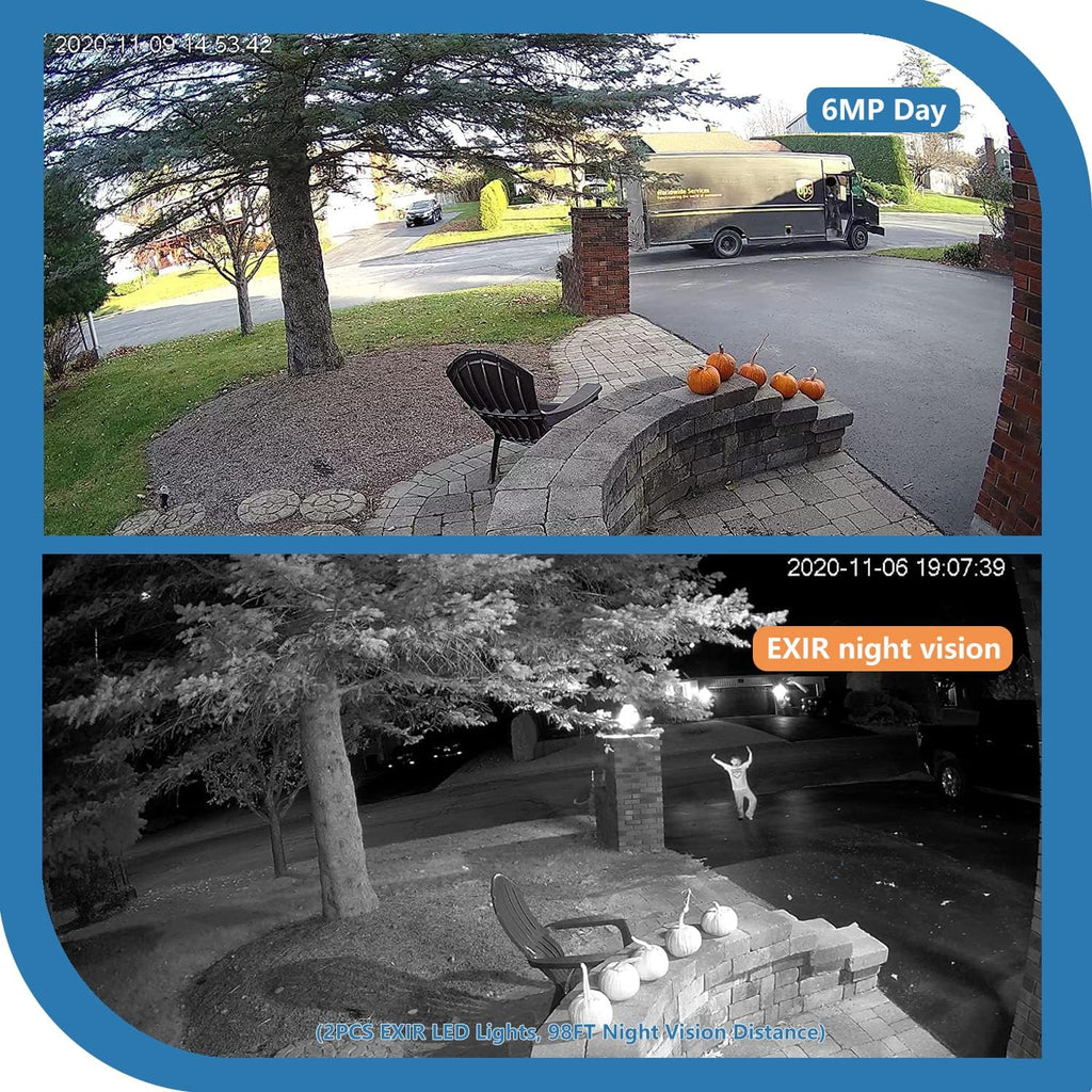 6MP UltraHD Outdoor PoE IP Camera, All-Metal Eyeball Dome Security Network Camera with Built-in MIC, 164ft Smart EXIR Night Vision, H.265, WDR, 3D DNR, IP67 Waterproof P713