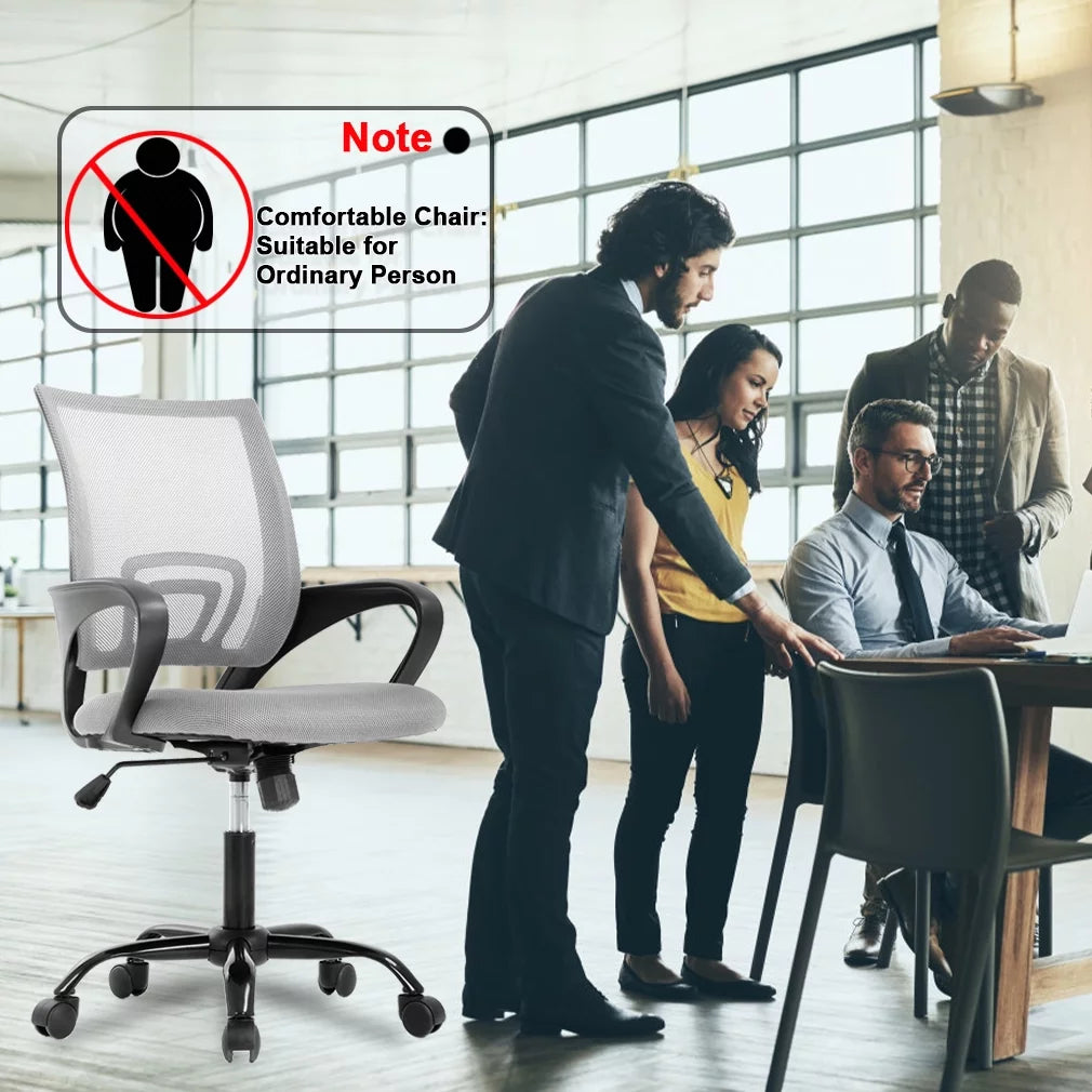 Grey Ergonomic Swivel Office Chair with Lumbar Support X12314