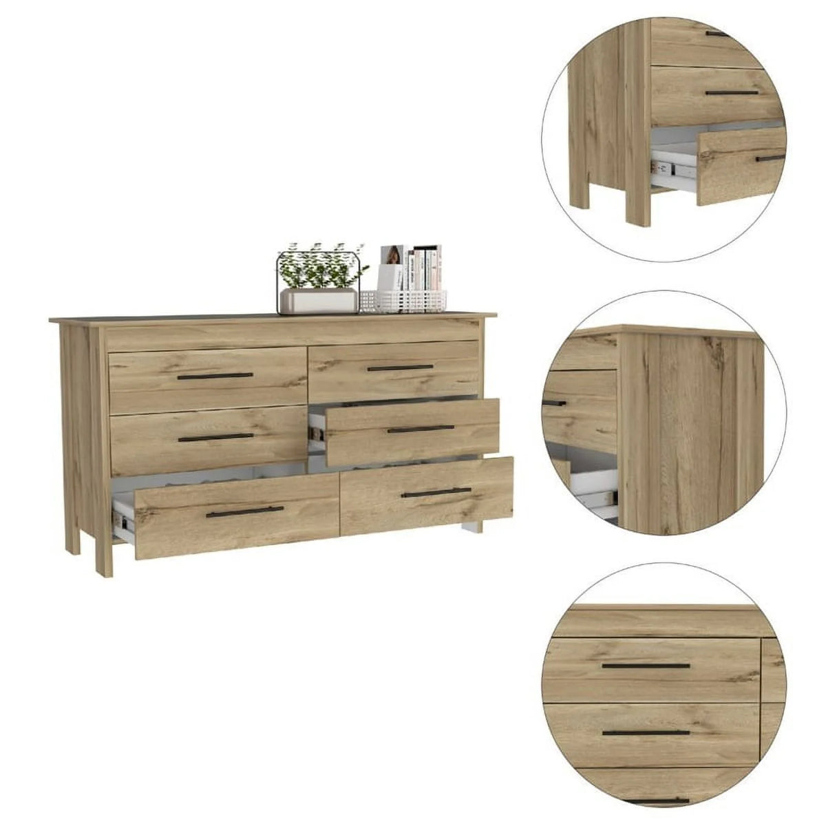 6 Drawer Engineered Wood Double Dresser D571064