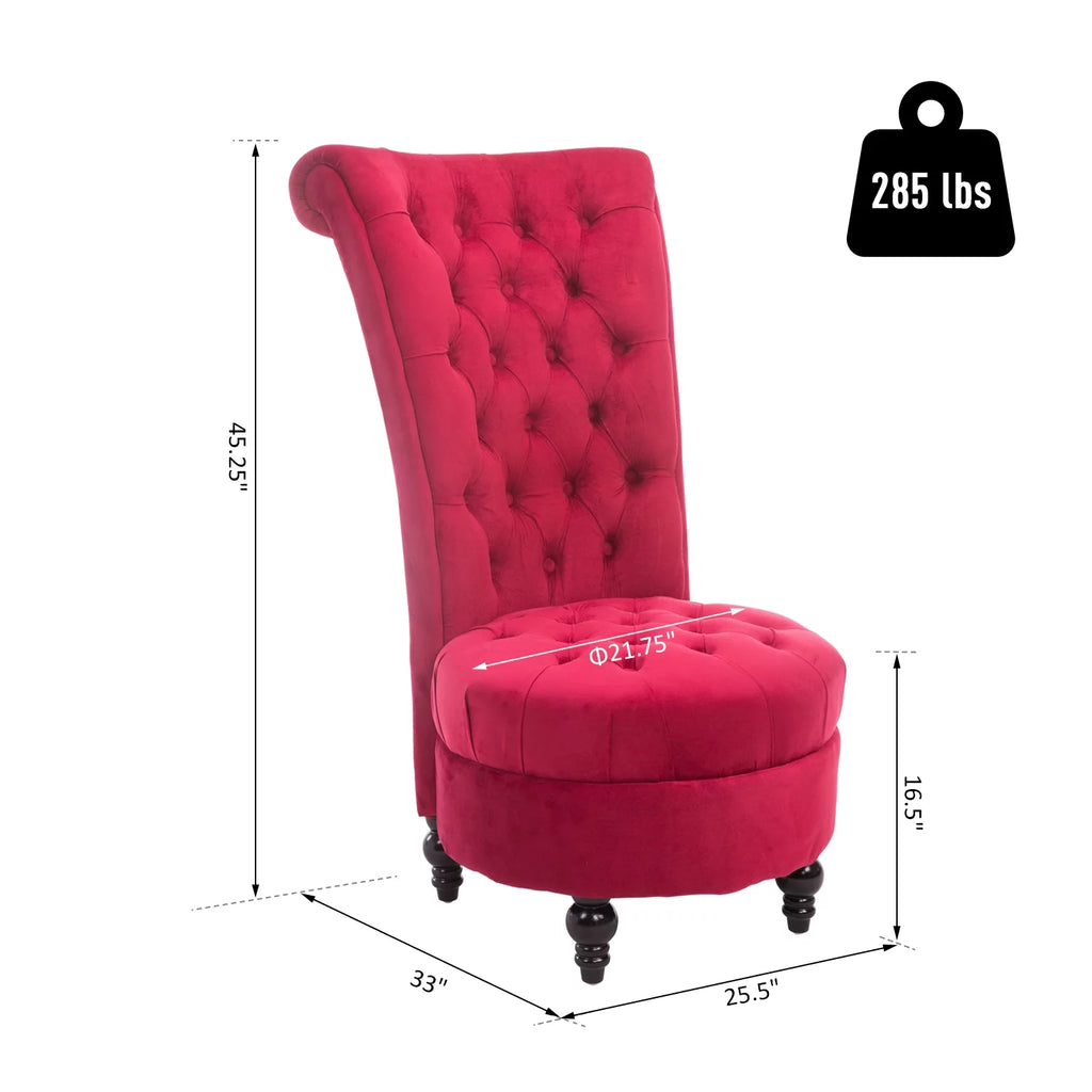 Retro High Back Armless Upholstered Tufted Accent Chair V245