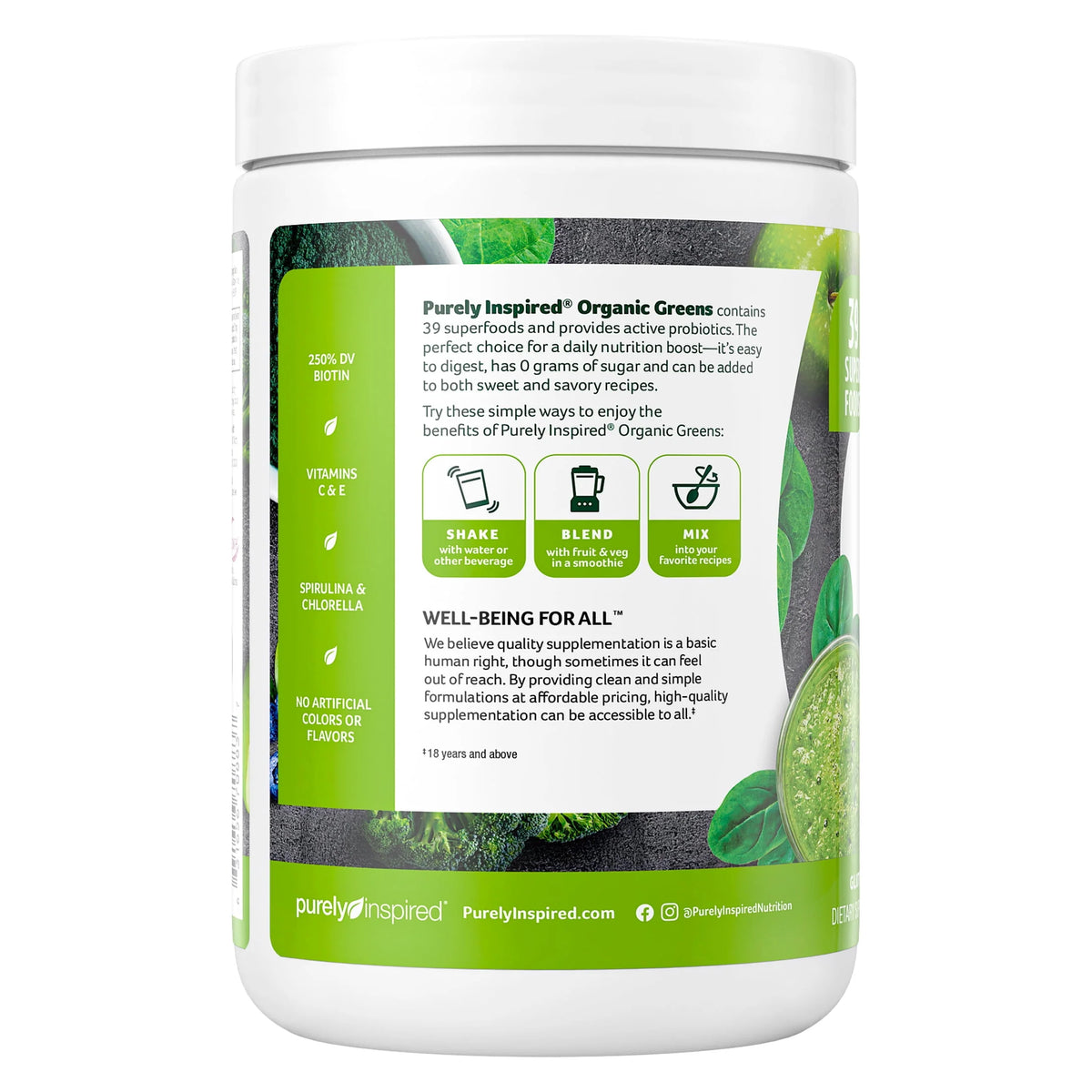 Organic Greens Superfood Powder, Unflavored, 8.57 oz V595