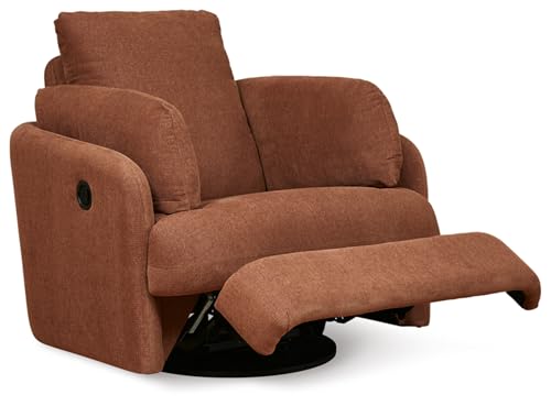 Orange Swivel Glider Rocker Recliner with 2 Bolster Pillows L649854