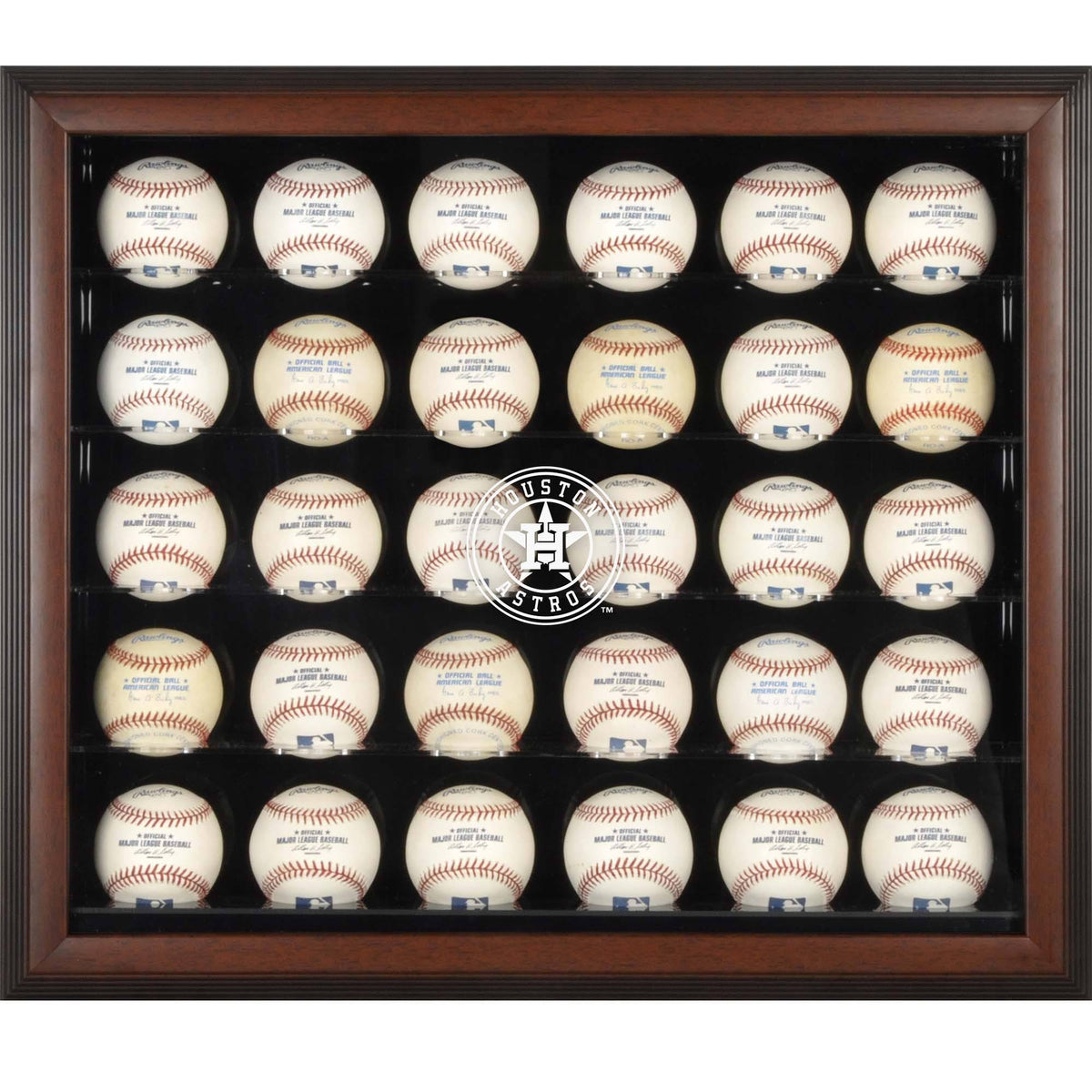 Brown Framed 30-Ball Display Case L709