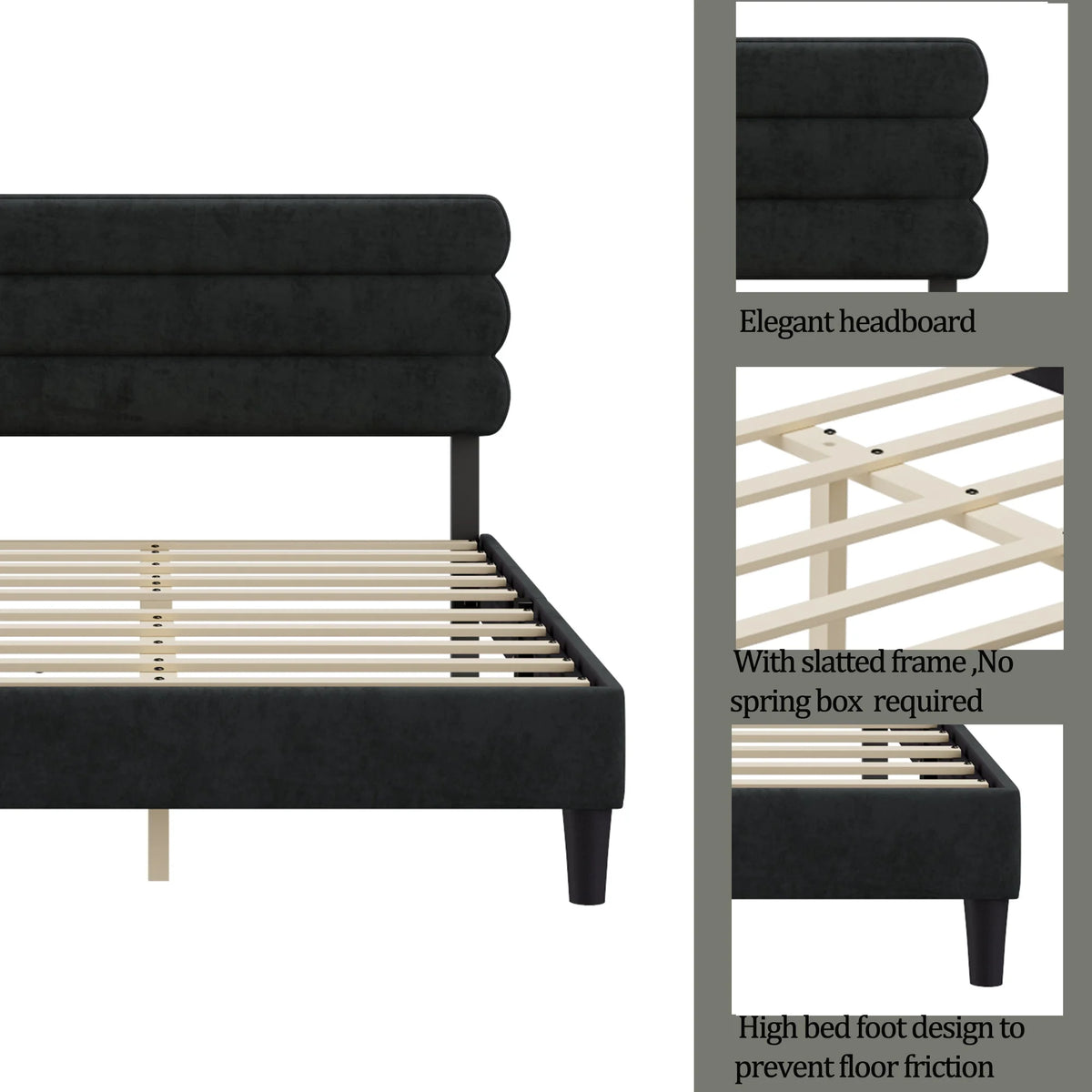 King Size Dark Gray Bed Frame L198