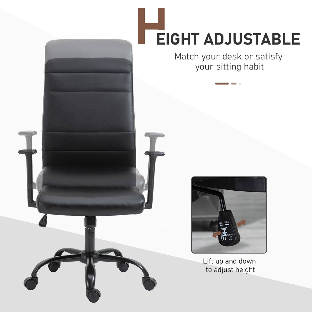 Faux Leather High-Back Office Chair with Adjustable Height, Metal Legs C4567
