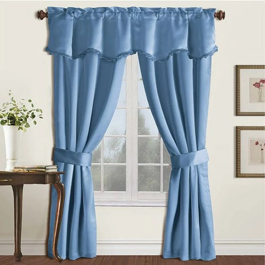 Blue Room Darkening Drapery Set with Valance D52135