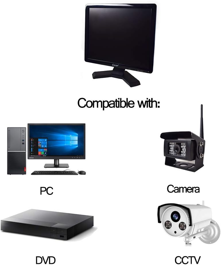 17 inch CCTV Security Monitor with BNC VGA HDMI AV Built-in Speaker 4:3 HD Display LCD Screen with USB Media Player X47601