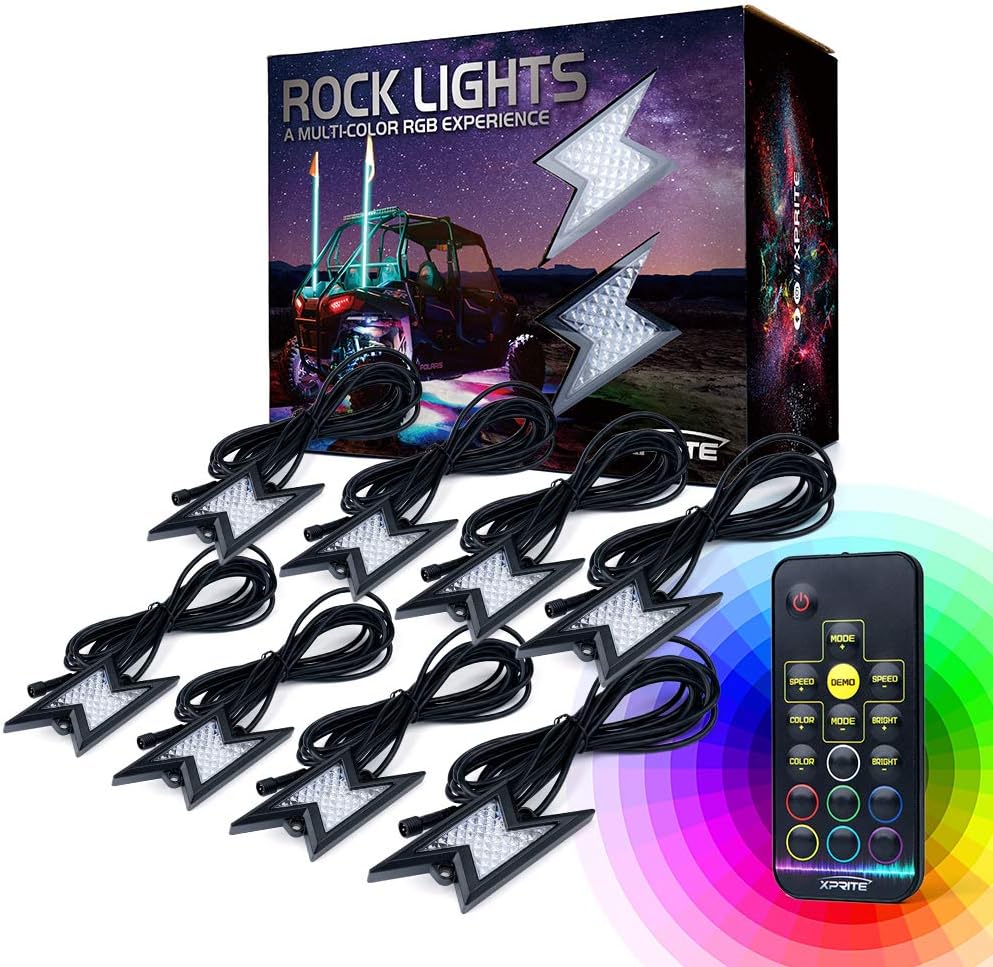RGB LED Rock Lights Kit with Wireless Remote Control, 6PCS Q921125