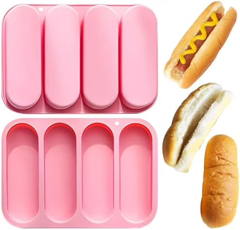 Non-Stick Silicone Hot Dog Bun Pan 4 Cup Baking Tray W182