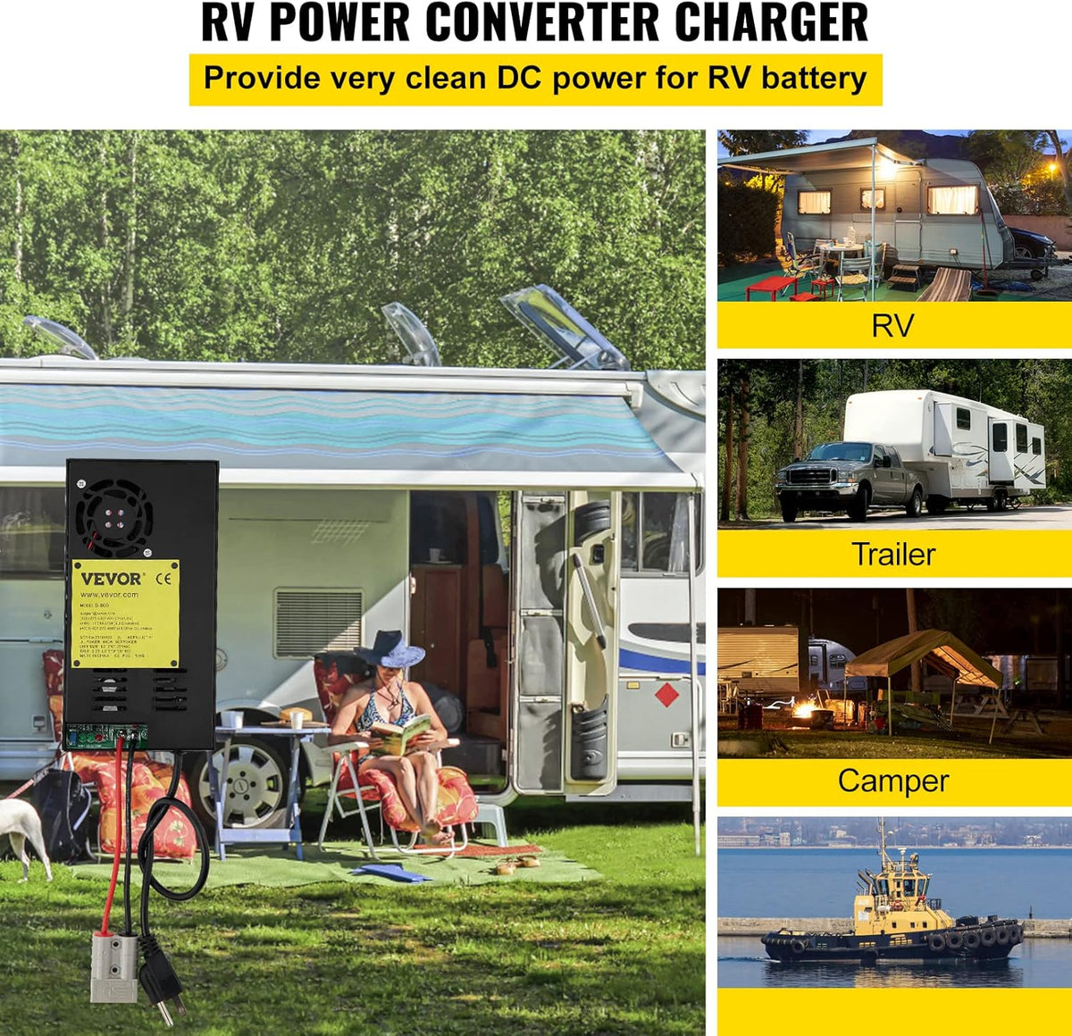 110 Volt AC to 12 Volt DC 600W Power Converter Charger E23951