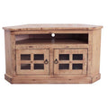 Rustic Corner TV Stand with 2 Glass Panel Doors K2024