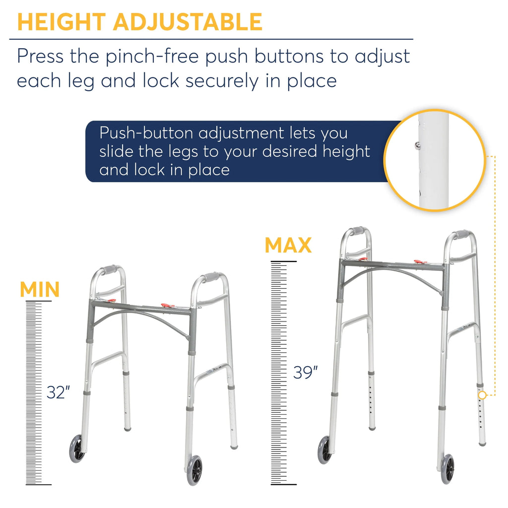 Two Button Folding Walker with 5 Wheels L377510