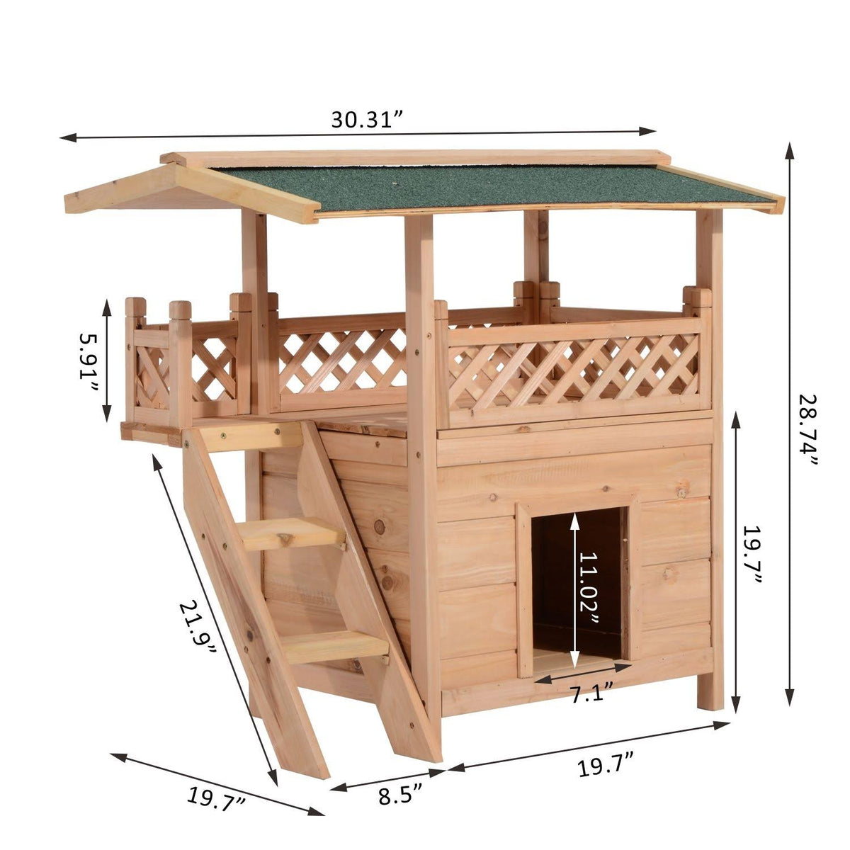 Wooden Pet House Kennel with Roof B73282