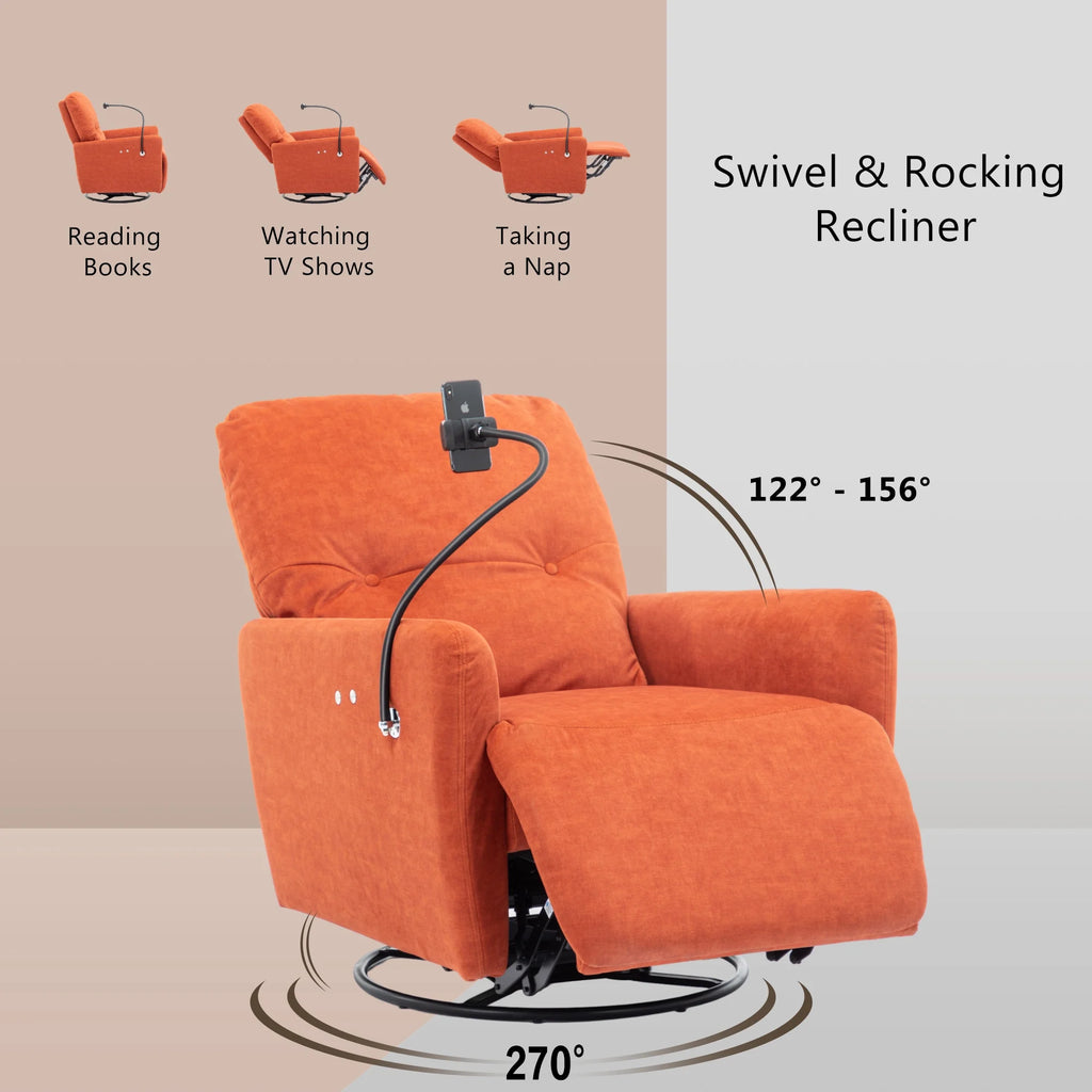 Orange 270 Degree Swivel Electric Recliner Sofa Y4363