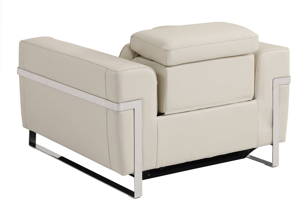 Beige Top Grain Italian Leather Power Recliner Chair Y3624