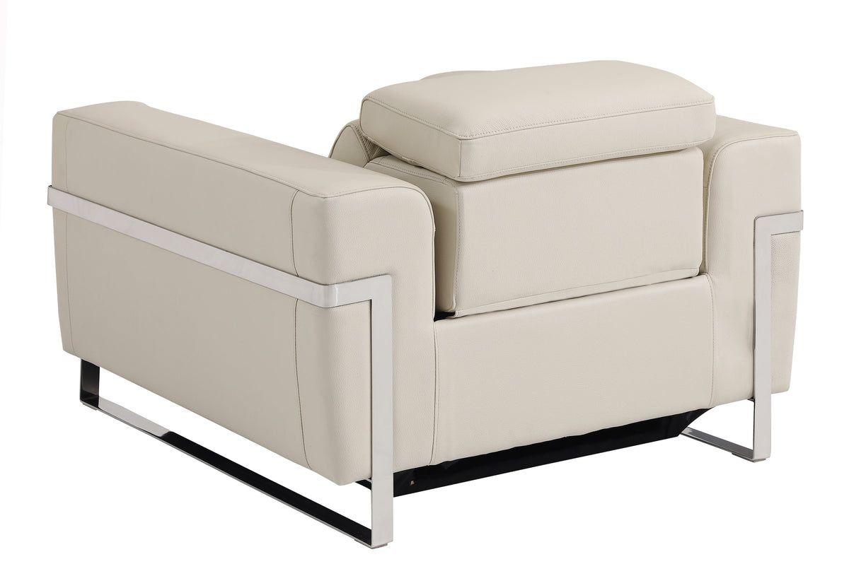 Beige Top Grain Italian Leather Power Recliner Chair Y3624