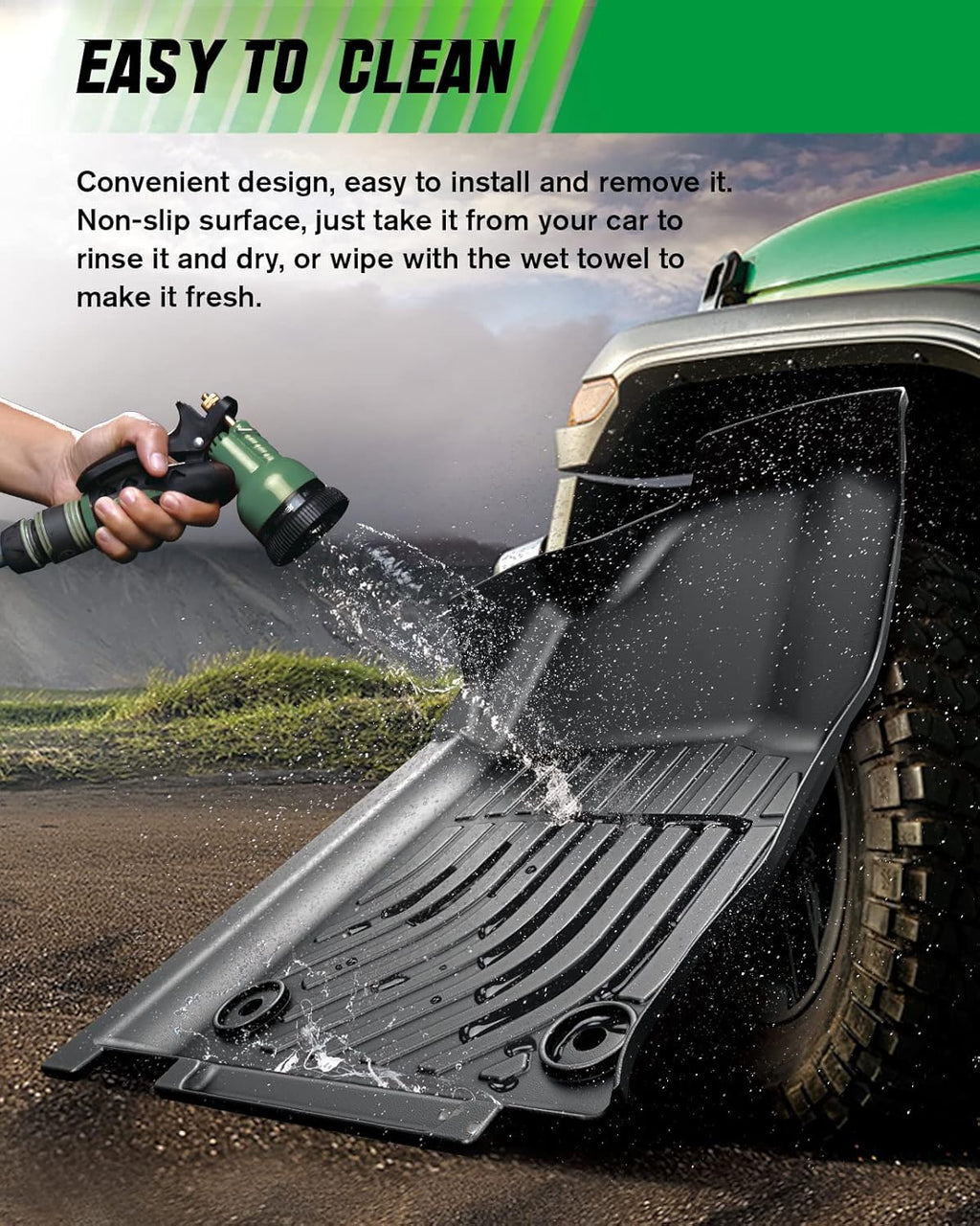 Black TPE All Weather Car Floor Mats Full Set X8166