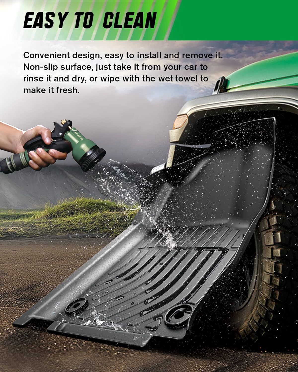 Black TPE All Weather Car Floor Mats Full Set X8166