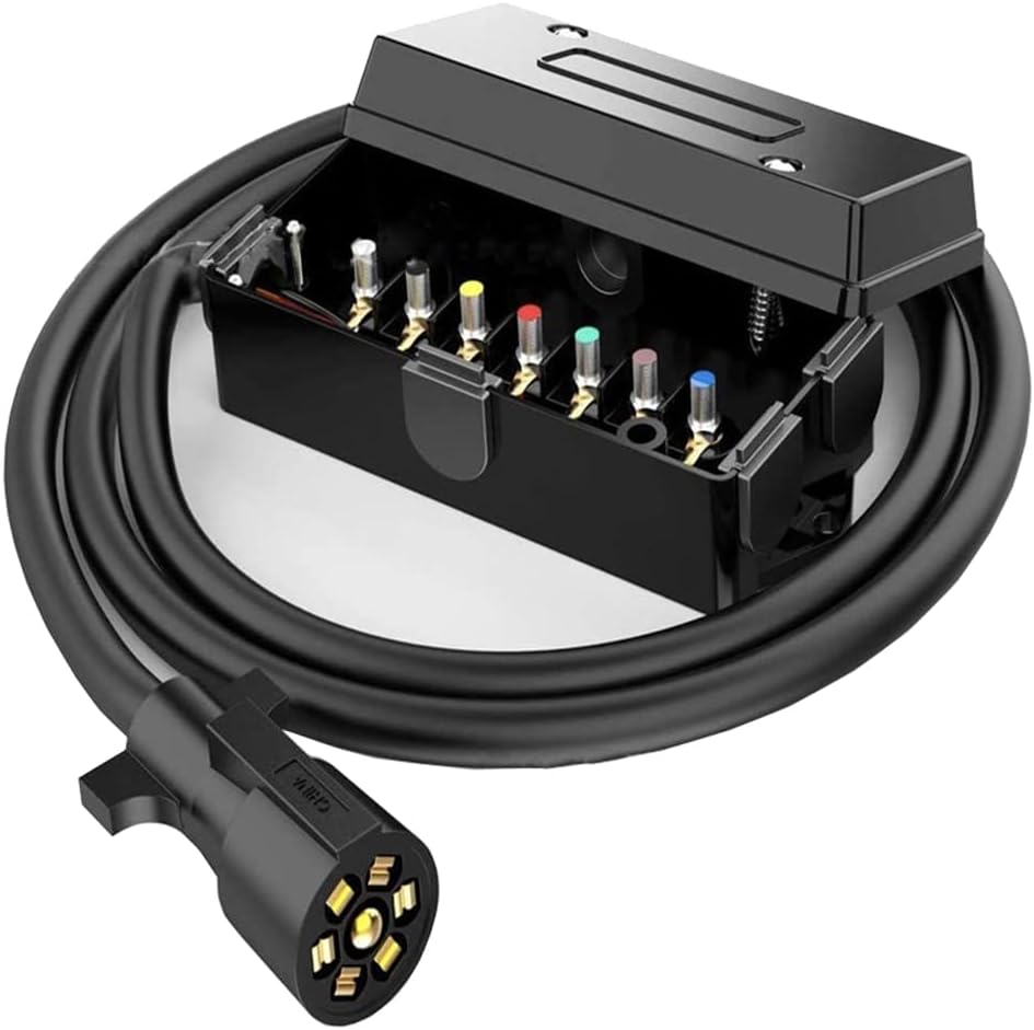 7 Way Trailer Plug Inline Trailer Cord with Junction Box, Pack of 2 I6668
