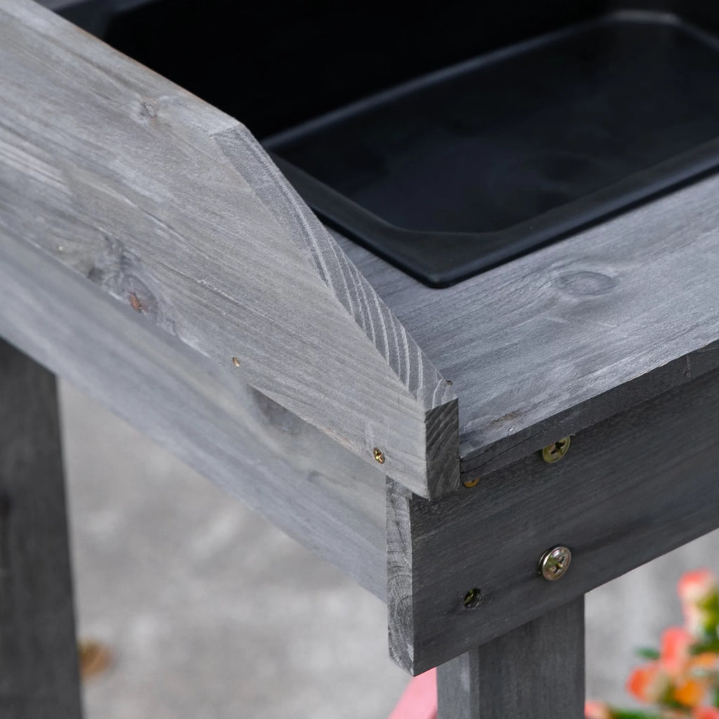 36" x 18" x 47" Wood Potting Bench Work Table with 2 Wheels, Grey N825313