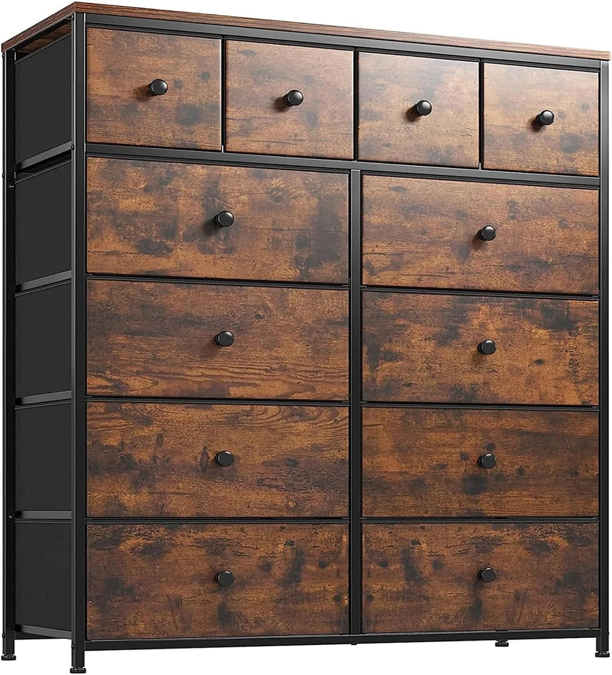 Pink 12 Drawer Dresser with Wood Top W1109