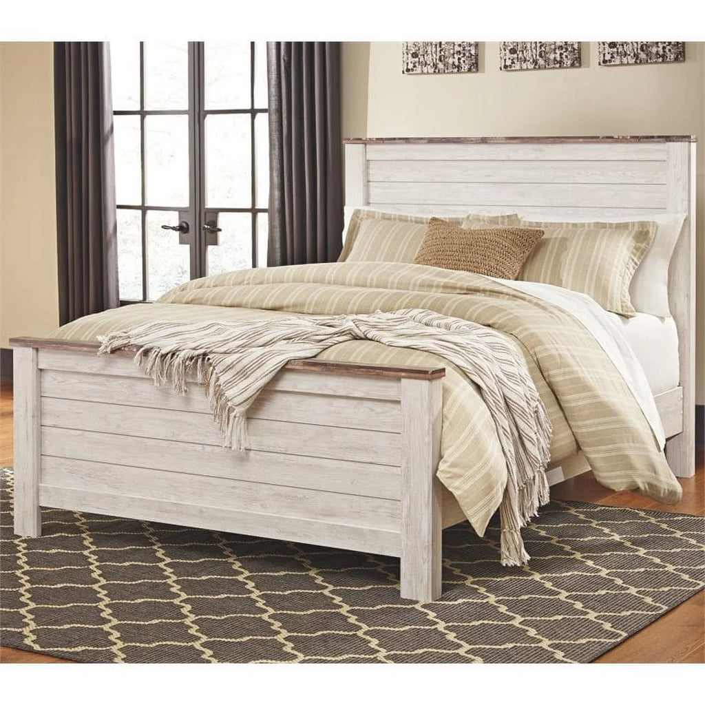 Whitewash Queen Panel Bed H11735