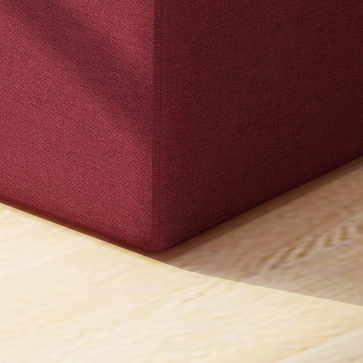 Deep Red Fabric Square Ottoman L554616