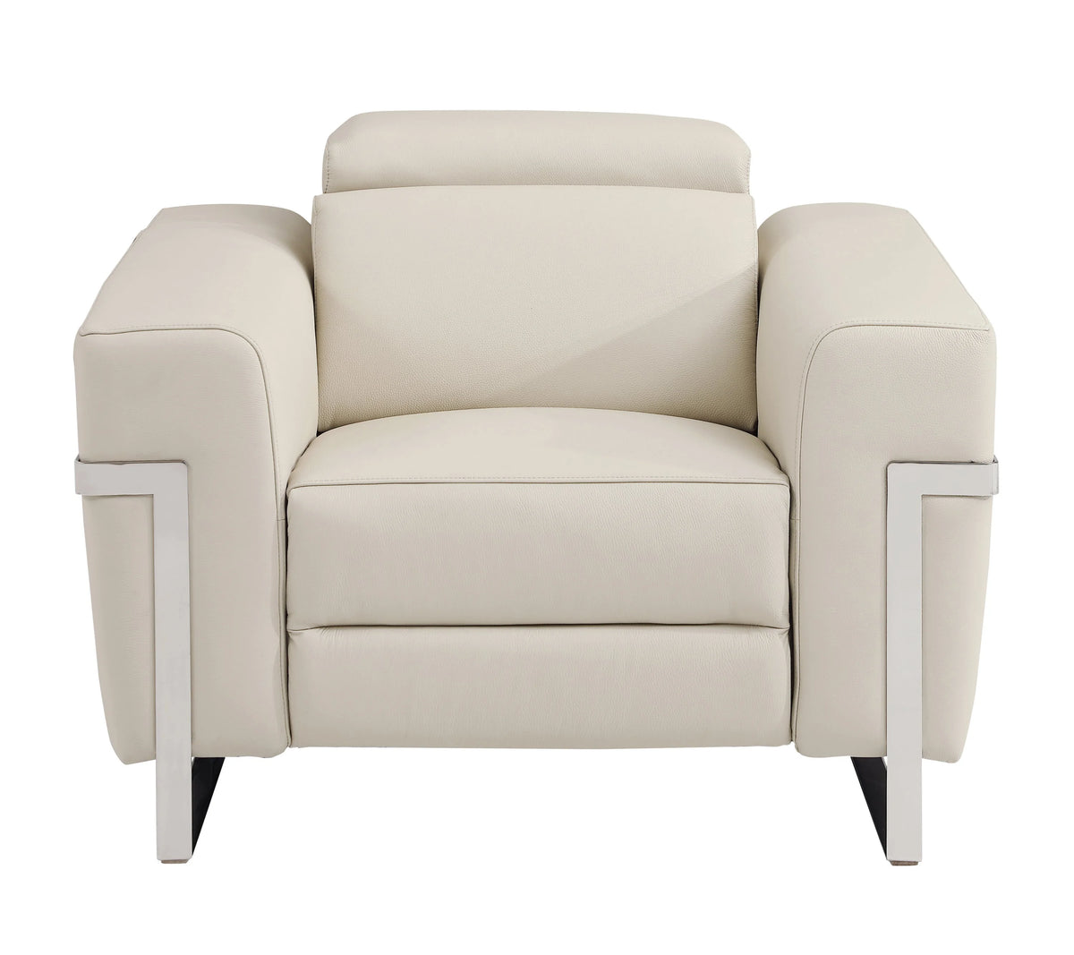 Beige Top Grain Italian Leather Power Recliner Chair Y3624