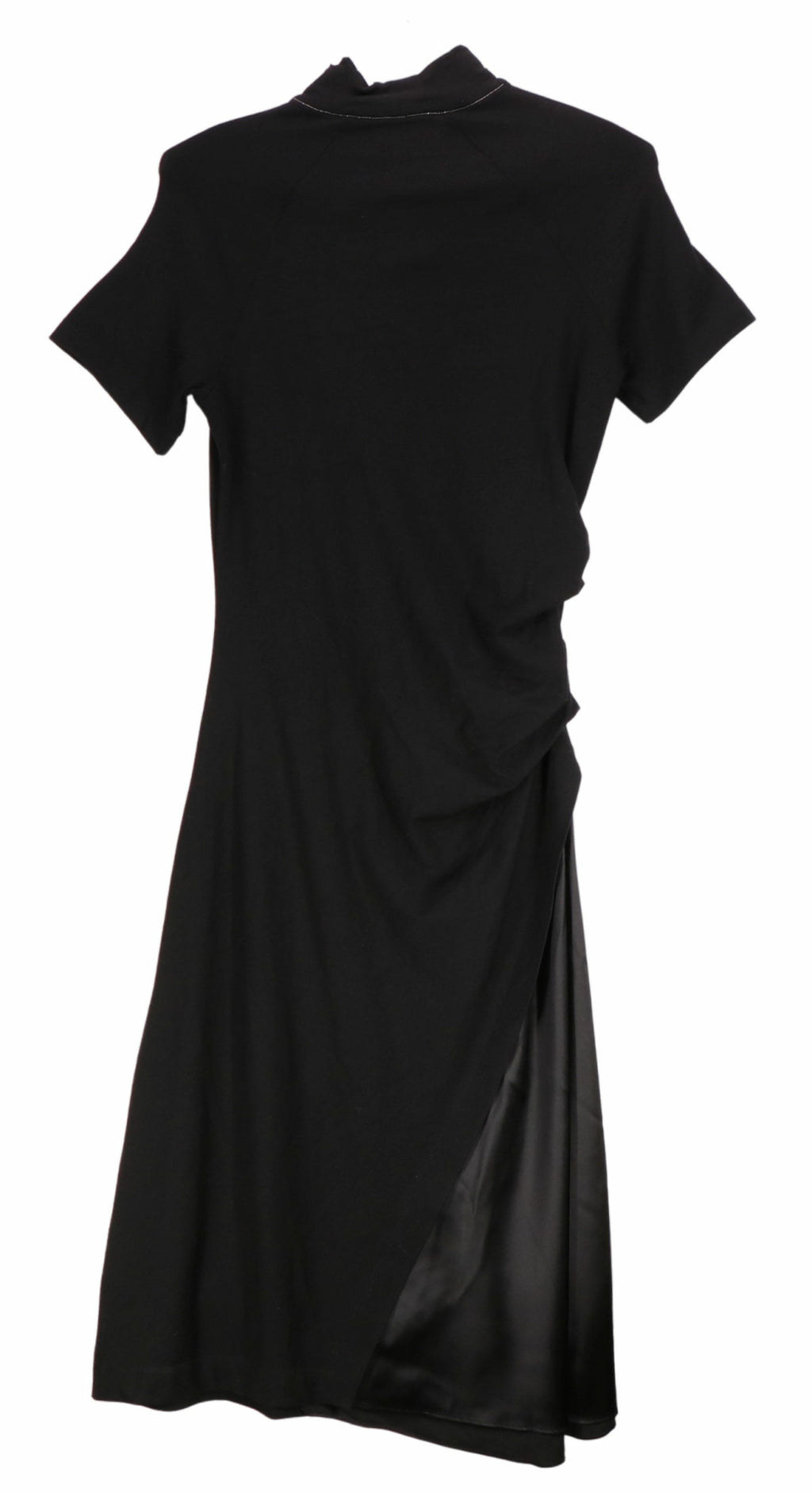 Black Midi Mock Neck Dress with Satin In-Lay and Brass C A469