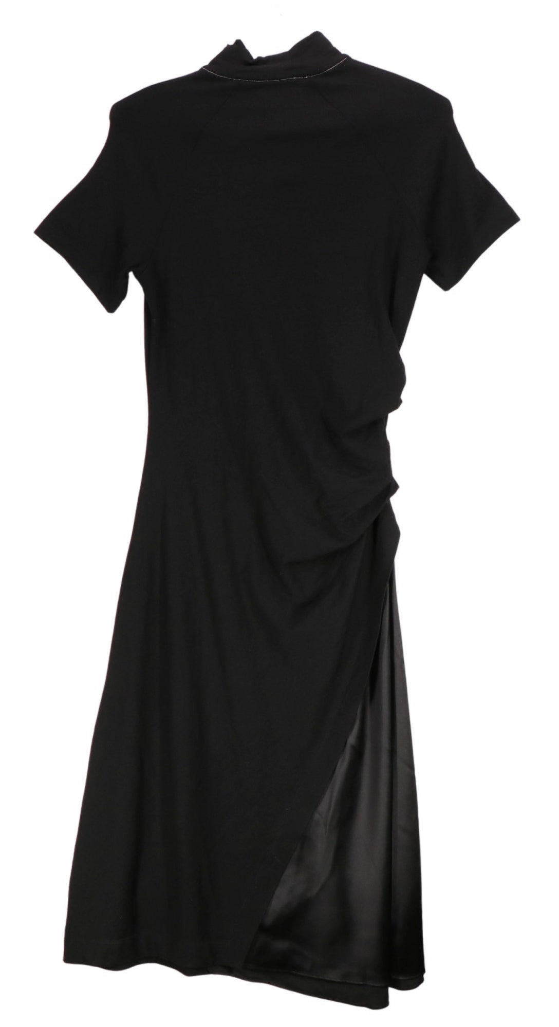 Black Midi Mock Neck Dress with Satin In-Lay and Brass C A469