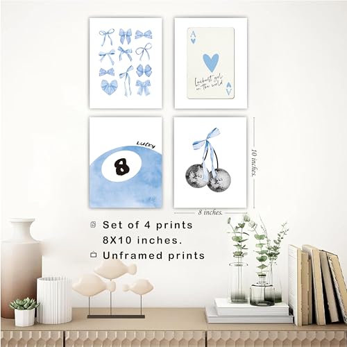 Pink Coquette Preppy Wall Art Prints Set of 4 C231725