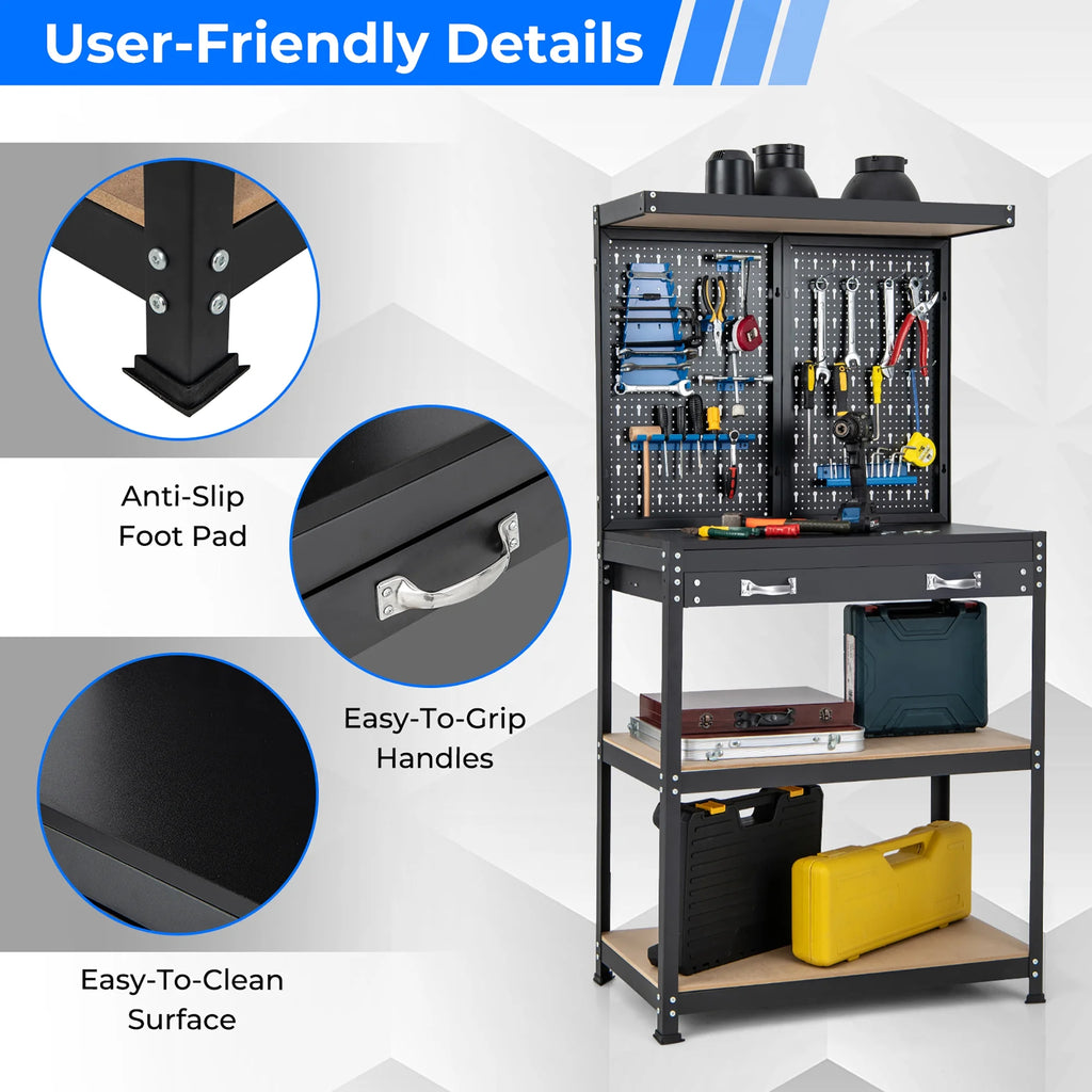 Heavy-Duty Workbench with 2 Shelves Y1023