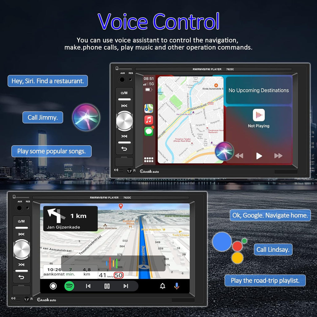 6.2" HD Touch Screen Double Din Car Stereo with Bluetooth U156