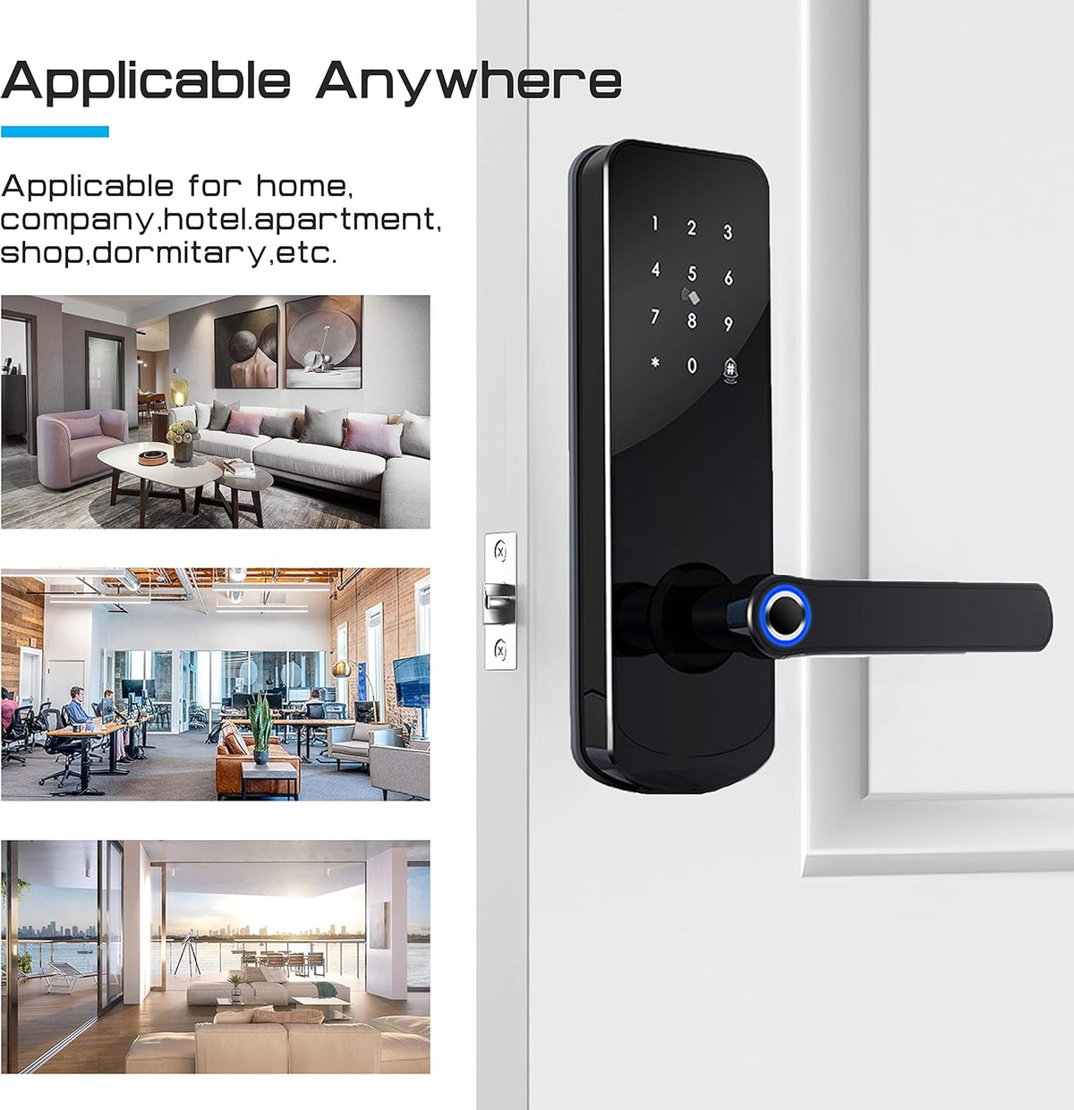 Smart Fingerprint Door Lock with Wi-Fi Touchscreen Keypad Deadbolt C53506
