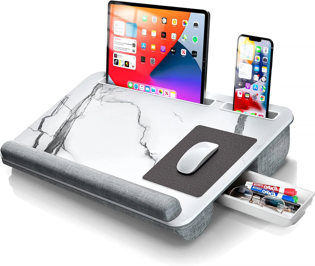 Foldable Lap Desk with Mouse Pad and Storage Drawer, Fits Up to 17" Laptop G9305