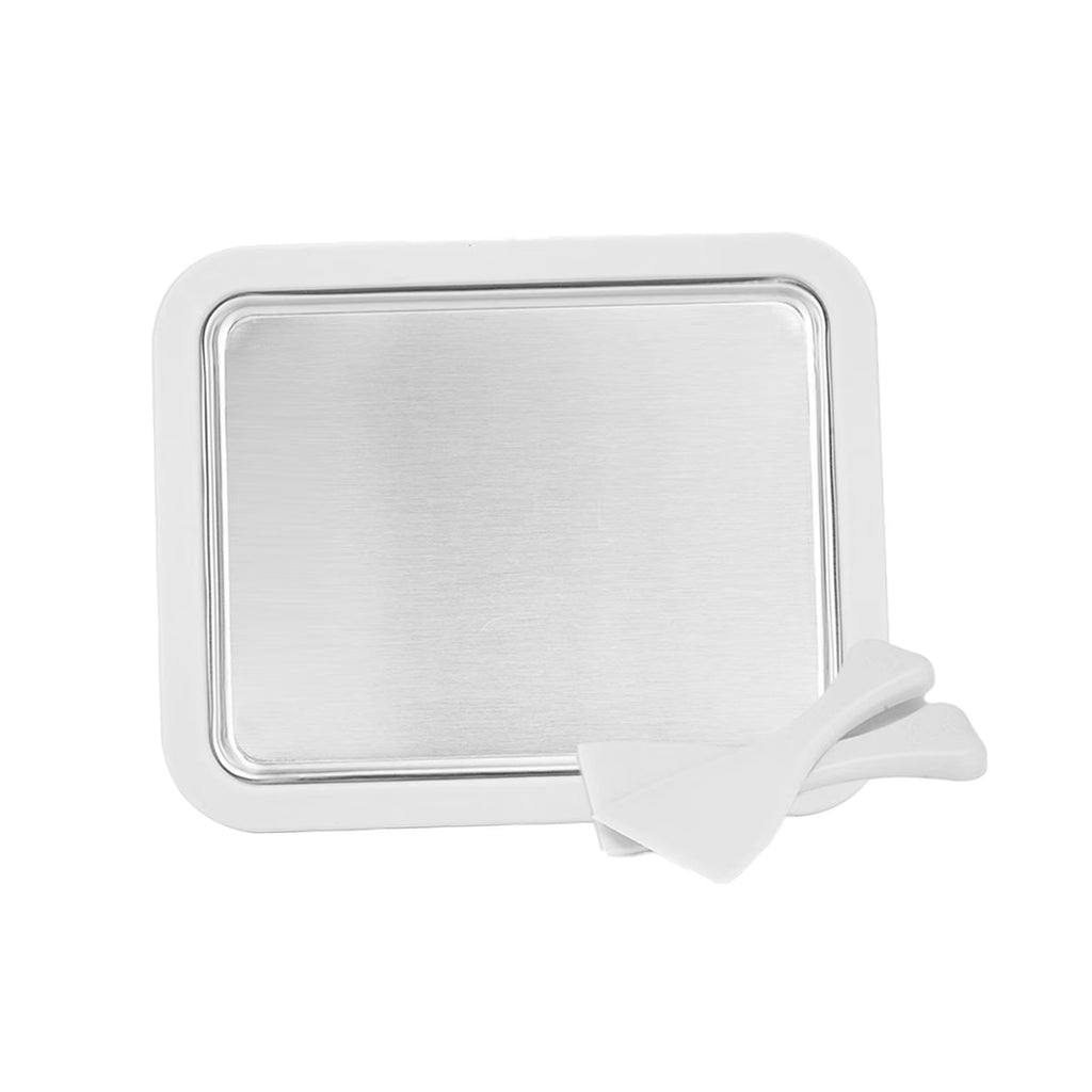 White Ice Cream Maker Roller Pan with 2 Scrapers Z933
