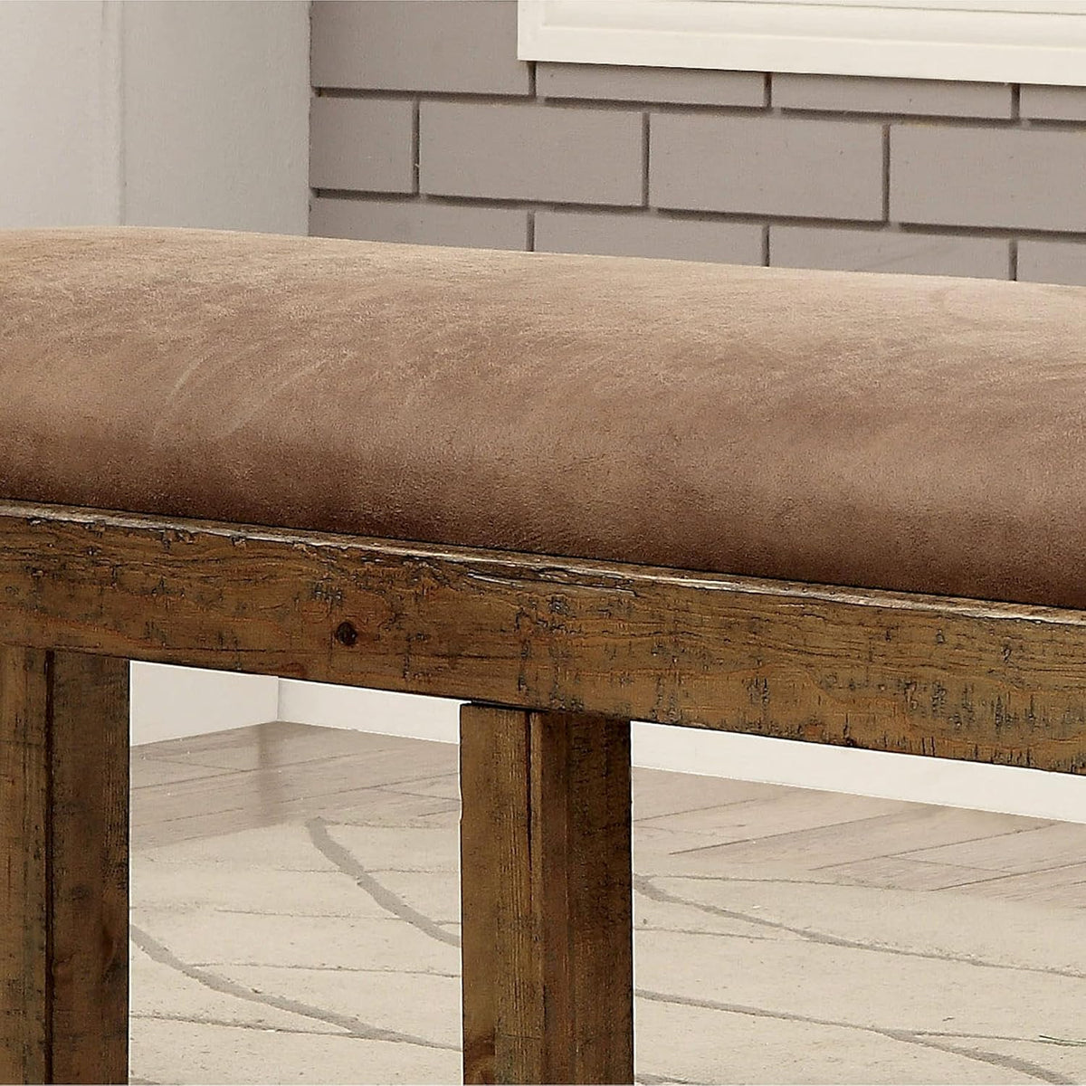 Rustic Pine Wood Padded Dining Bench M842