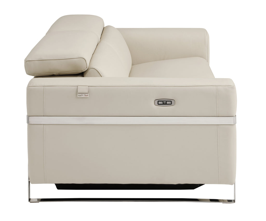 Beige Top Grain Italian Leather Power Recliner Chair Y3624