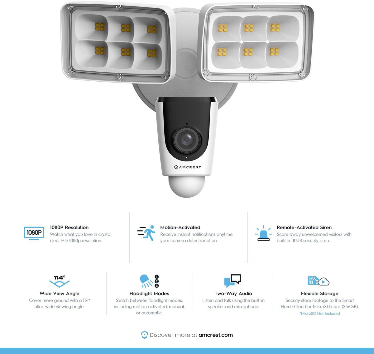1080P Wireless WiFi Outdoor Security Camera with Flood Light R387384