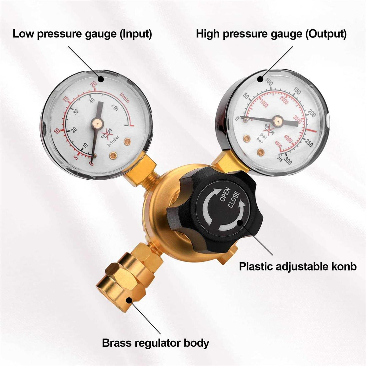 Argon CO2 Regulator Gauge Welding Gas Regulator with 6.6Ft Gas Hose H45730