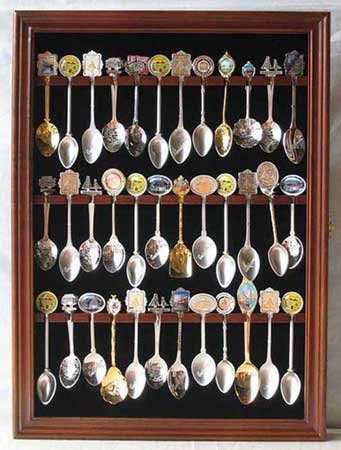 Lockable Glass Door Oak Finish Tea Spoon Display Case M82881